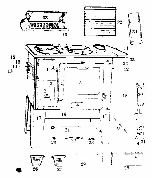 Body Section Diagram and Parts List for 143340110  Kenmore Range