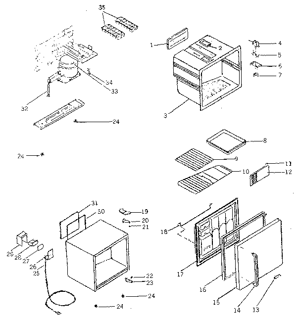 Refrigerator Cabinet Parts Diagram and Parts List for 56473731  Kenmore Refrigerator