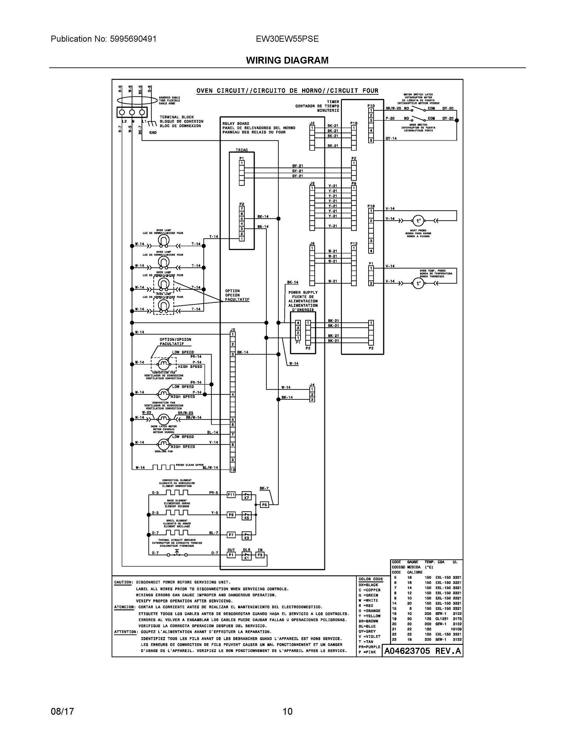 05 - WIRING DIAGRAM Diagram and Parts List for EW30EW55PSE  Frigidaire Wall Oven