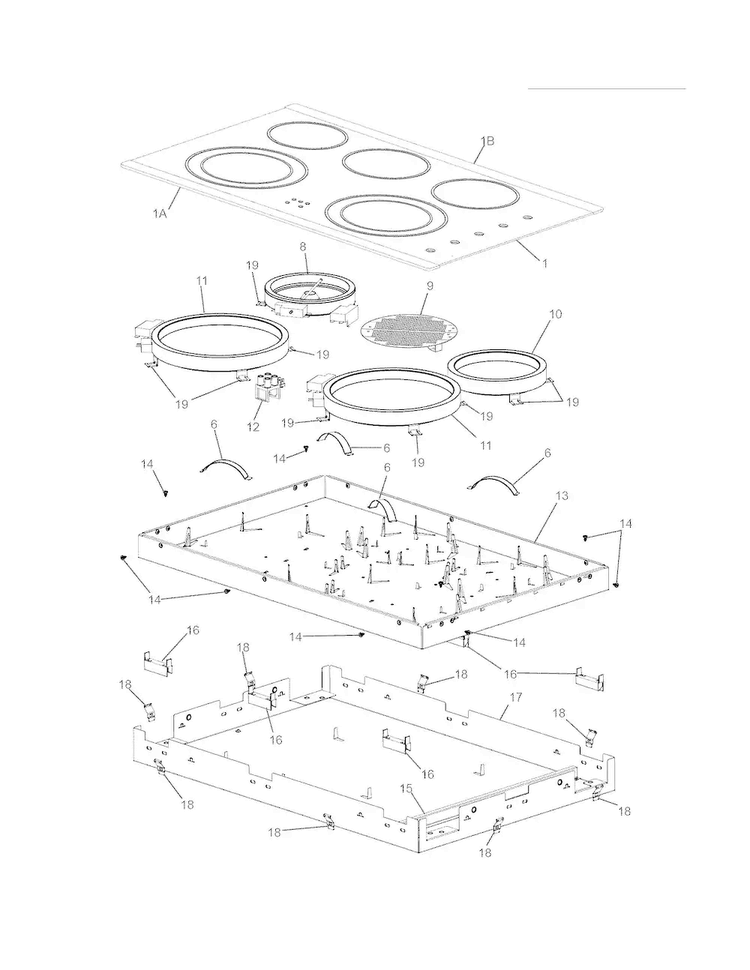 Maintop/surface Units Diagram and Parts List for FGEC3067MS  Frigidaire Cooktop