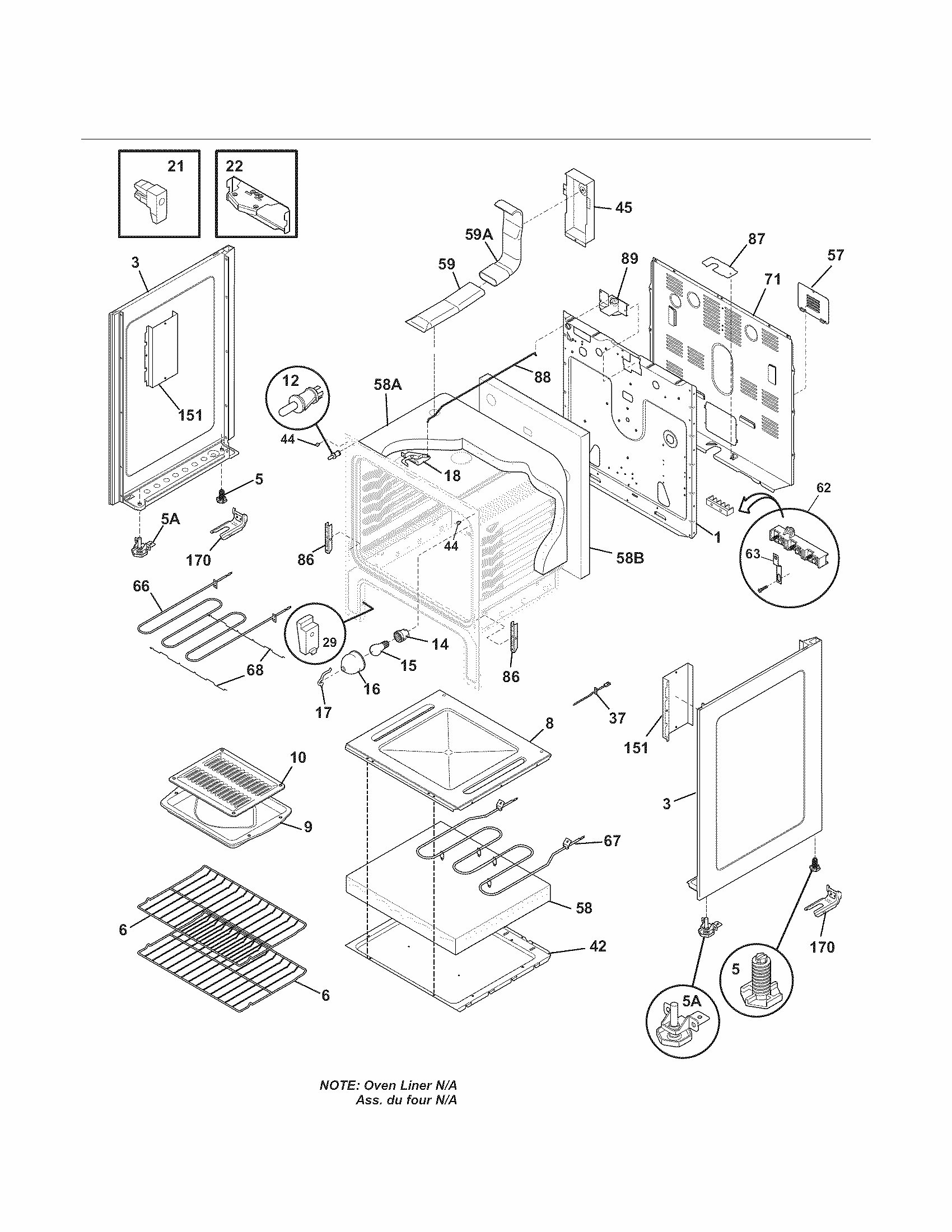 Body Diagram and Parts List for 79092203015  Kenmore Range