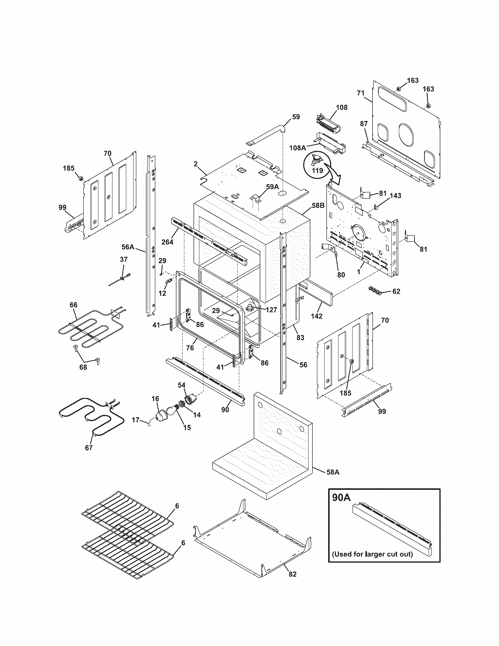 Lower Oven Diagram and Parts List for 79047873401  Kenmore Wall Oven