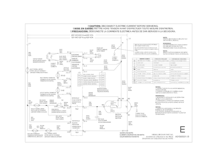 Wiring Diagram Diagram and Parts List for EIMED60JIW6  Electrolux Dryer