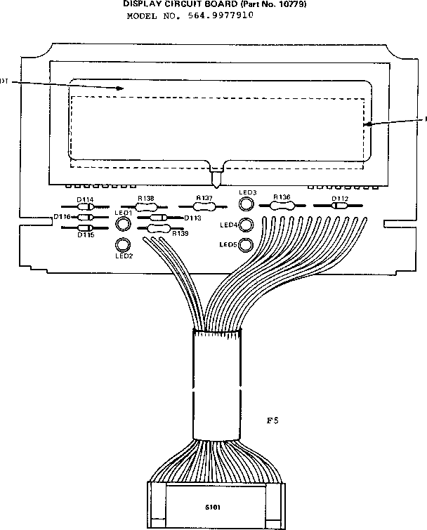 Display Circuit Board Diagram and Parts List for 5649977910  Kenmore Microwave