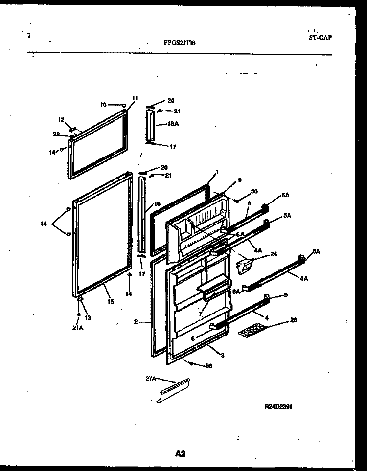 DOOR PARTS Diagram and Parts List for FPGS21TISW0  Frigidaire Refrigerator