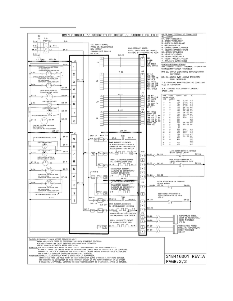 Wiring Diagram Diagram and Parts List for FGET3045KBB  Frigidaire Wall Oven