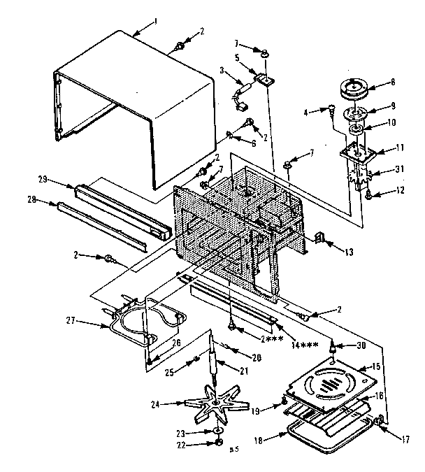 Cavity Parts-b Diagram and Parts List for 5648668611  Kenmore Microwave