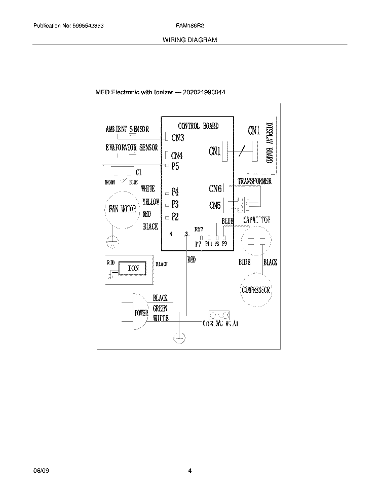 WIRING DIAGRAM Diagram and Parts List for FAM186R2AB  Frigidaire Air Conditioner