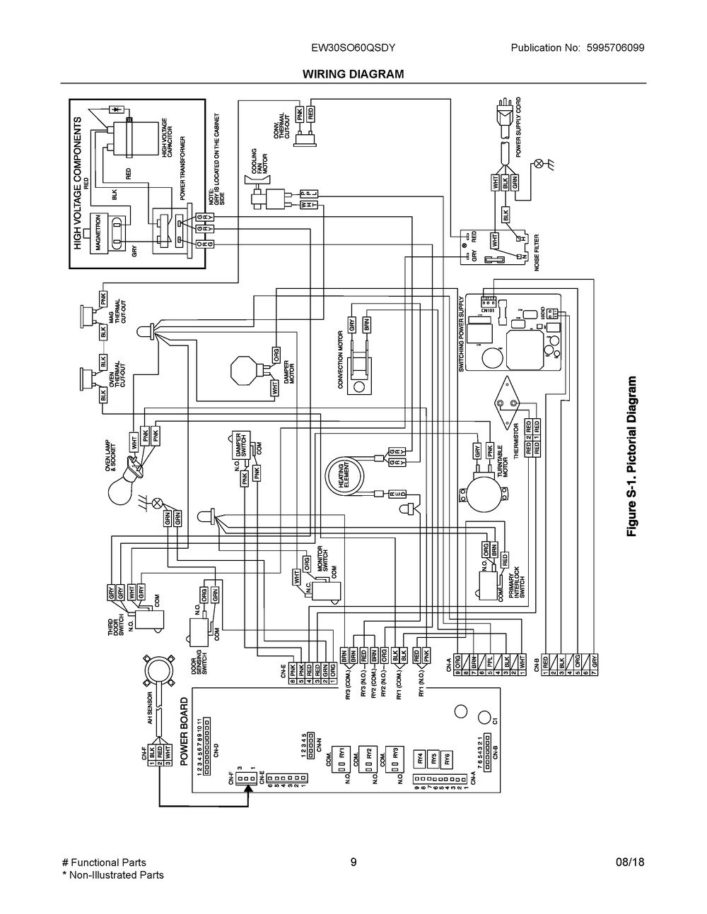 Wiring Diagram Diagram and Parts List for EW30SO60QSDY  Frigidaire Microwave