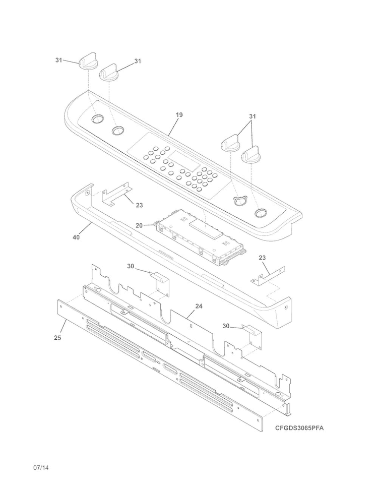 Backguard Diagram and Parts List for CGDS3065PFB  Frigidaire Range