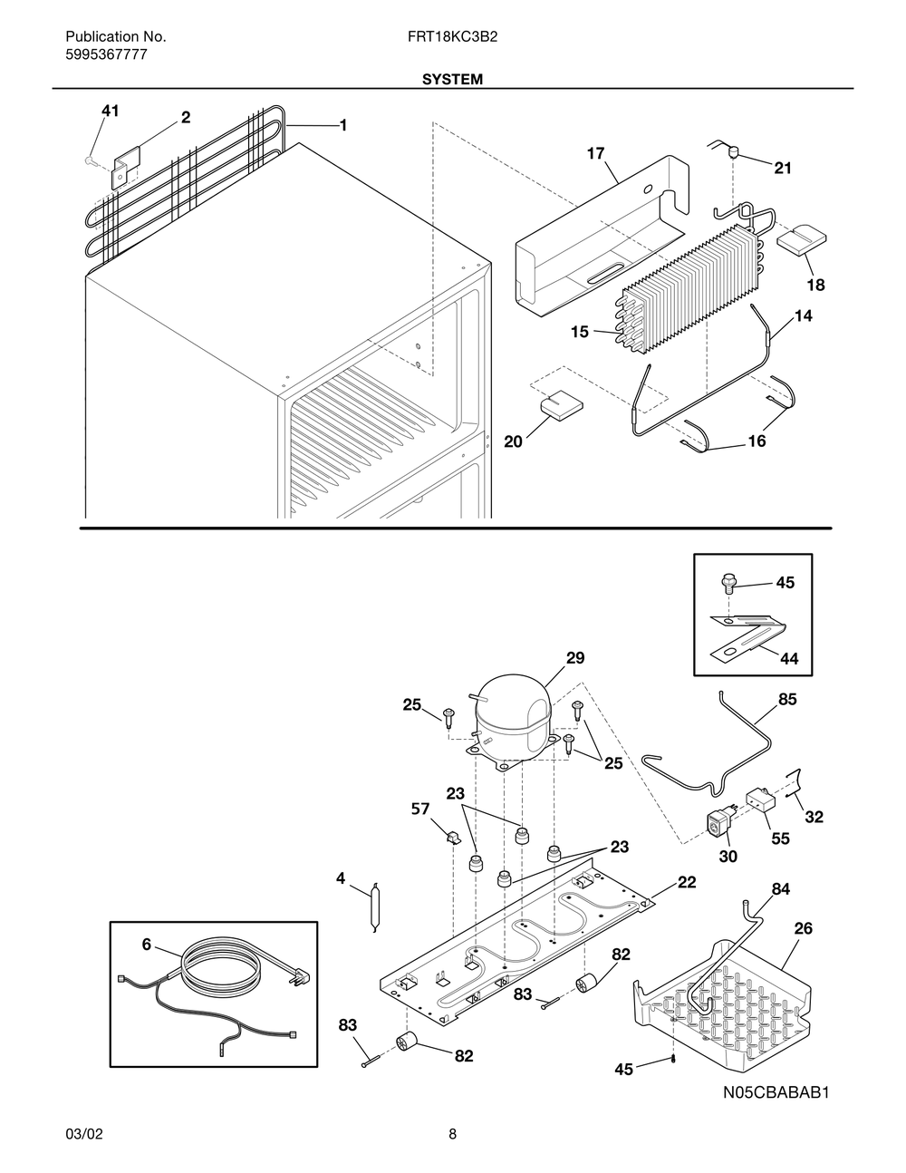 System Diagram and Parts List for FRT18KC3B2  Frigidaire Refrigerator