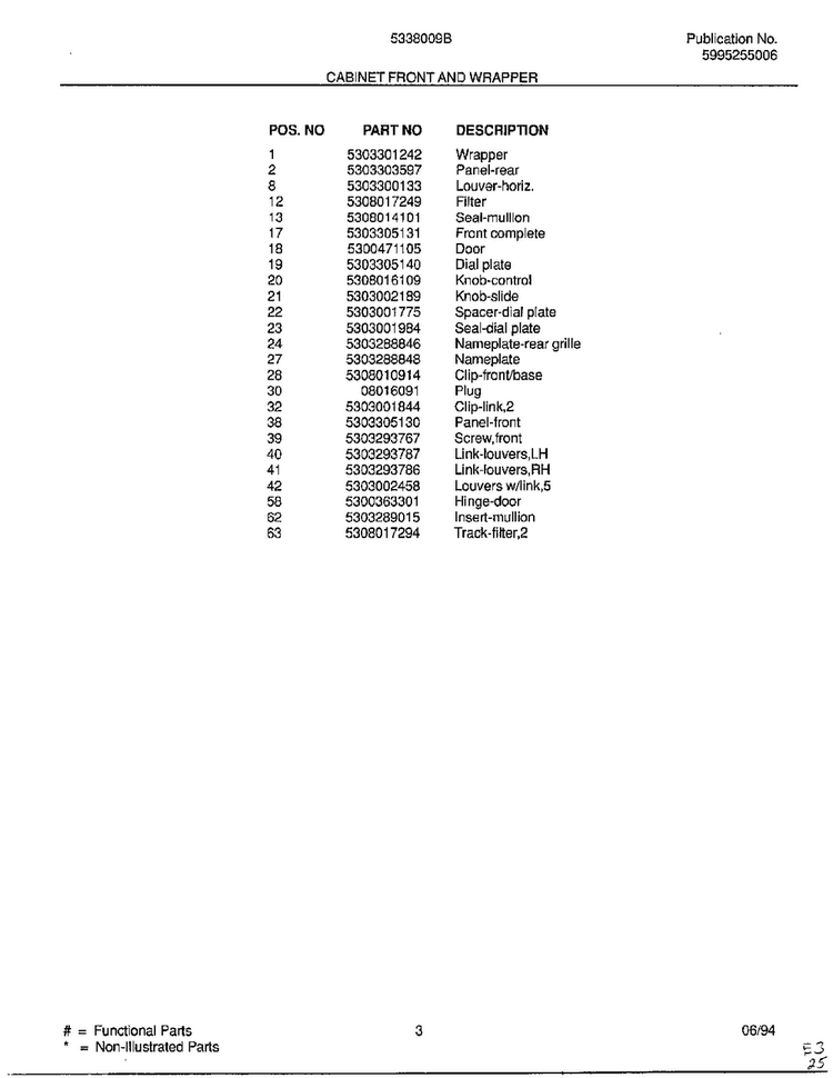 Cabinet Front And Wrapper Page 2 Diagram and Parts List for 5338009B  Frigidaire Air Conditioner
