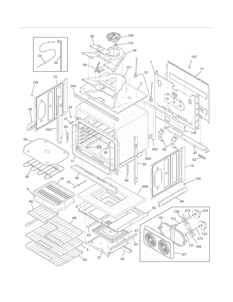 Body Diagram and Parts List for FPEW3085PFC  Frigidaire Wall Oven