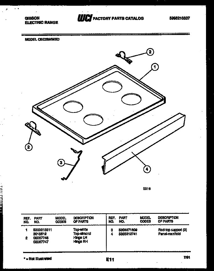 COOKTOP PARTS Diagram and Parts List for CEC2M4WXD  Gibson Range