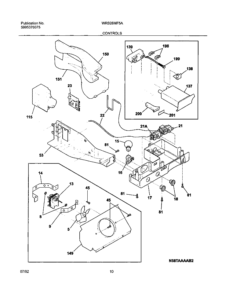 CONTROLS Diagram and Parts List for WRS26MF5AQ4  Westinghouse Refrigerator