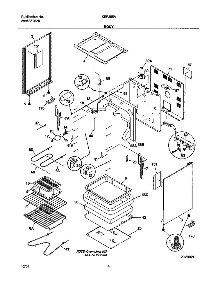 BODY Diagram and Parts List for KEF355ASB  Kelvinator Range
