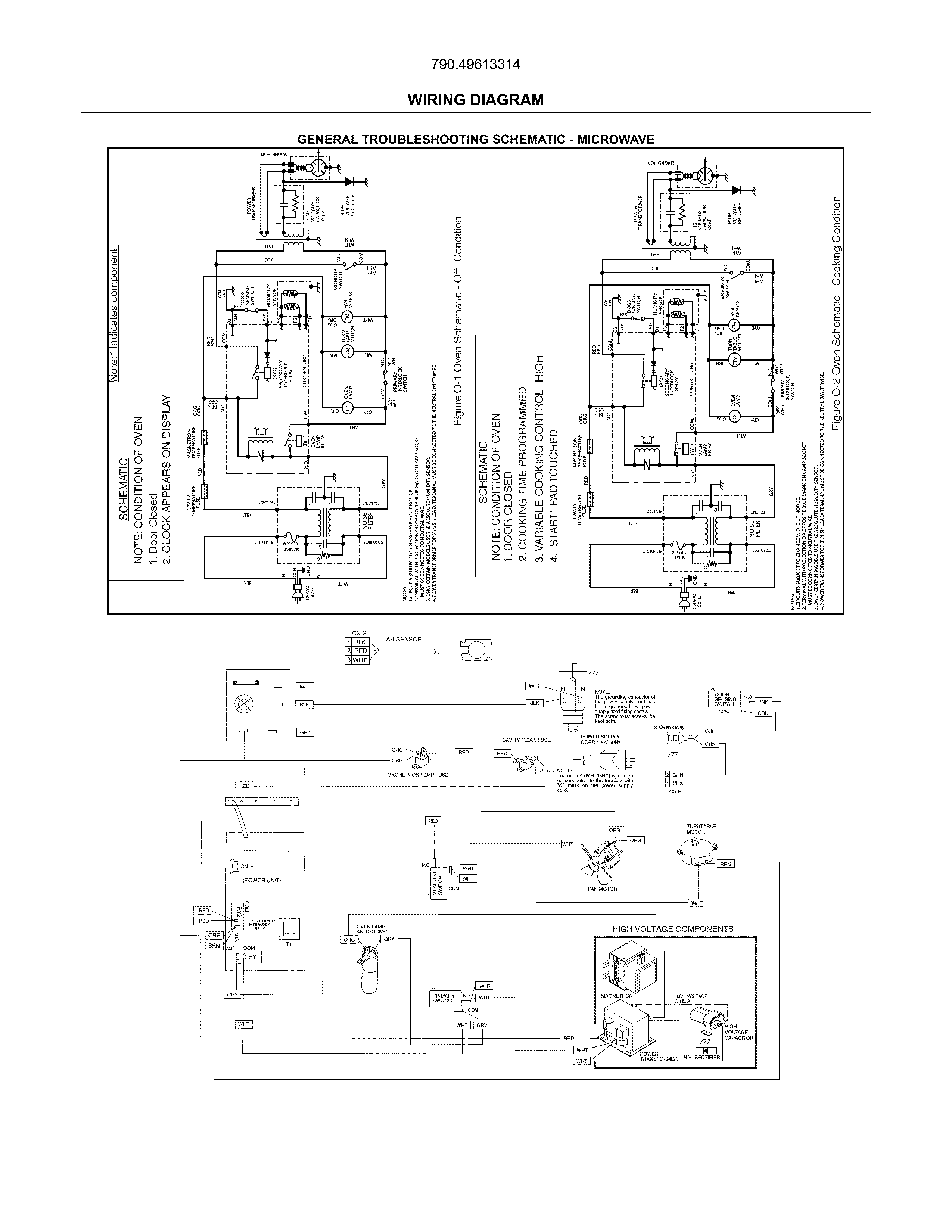 Wiring Diagram Diagram and Parts List for 79049613314  Kenmore Microwave