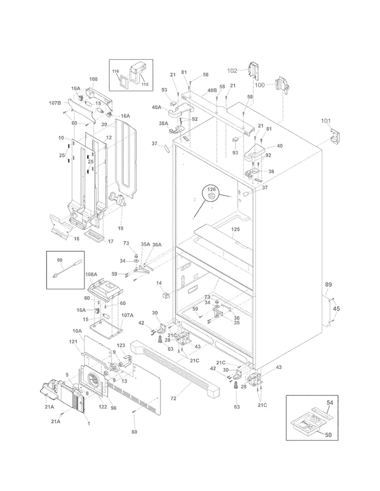 Cabinet Diagram and Parts List for 25370312211  Kenmore Refrigerator