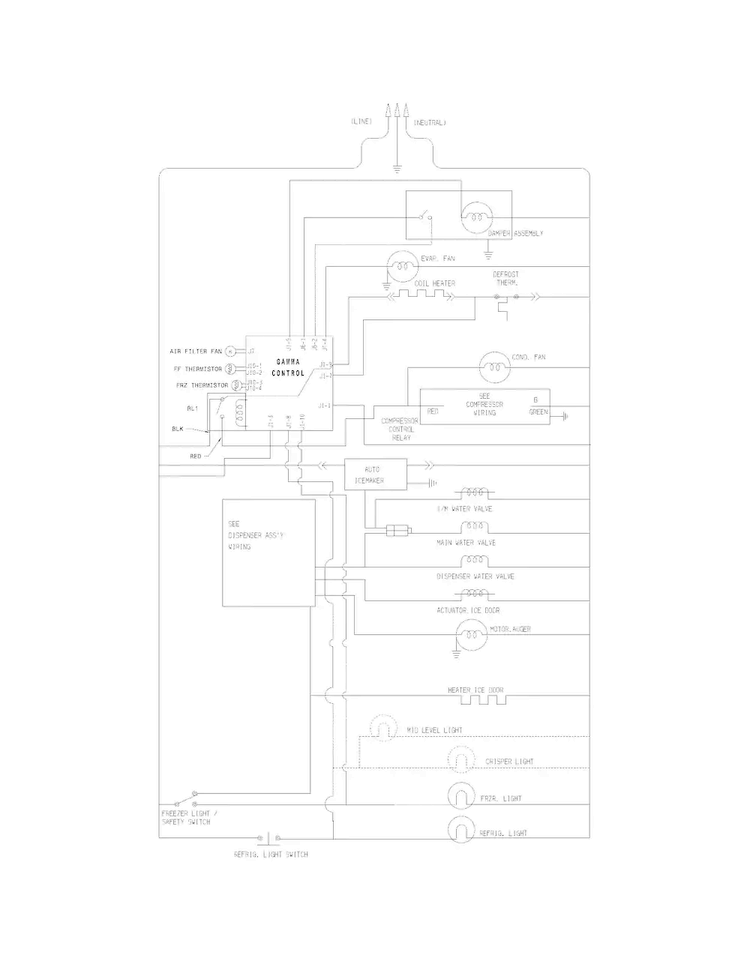 Wiring Schematic Diagram and Parts List for FFHS2611LWC  Frigidaire Refrigerator