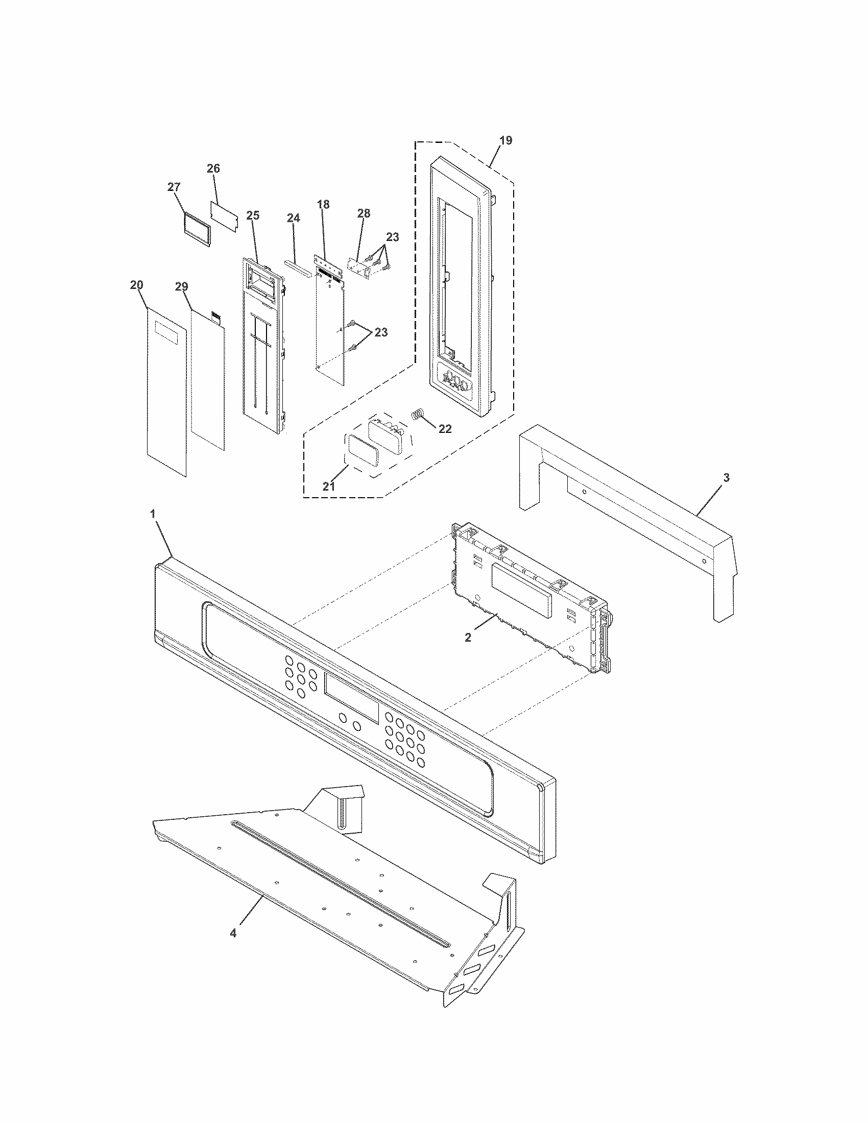 Control Panel Diagram and Parts List for 79049609311  Kenmore Microwave