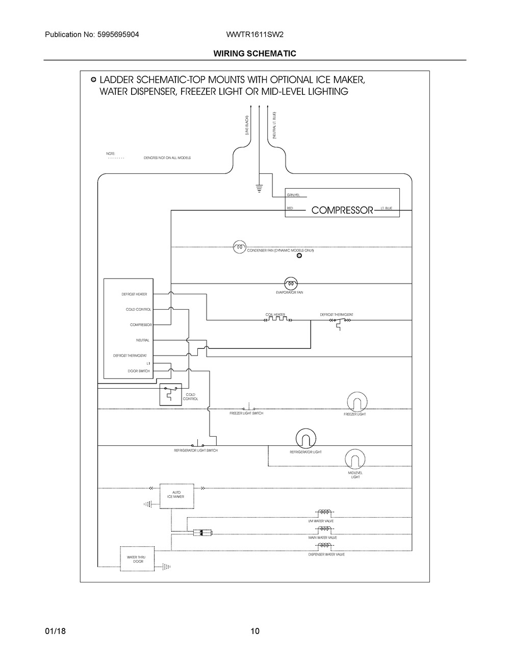 Wiring Schematic Diagram and Parts List for WWTR1611SW2  Frigidaire Refrigerator