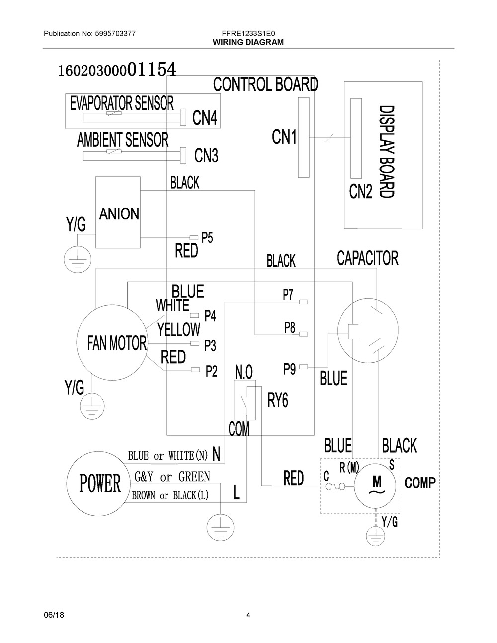 Wiring Diagram Diagram and Parts List for FFRE1233S1  Frigidaire Air Conditioner