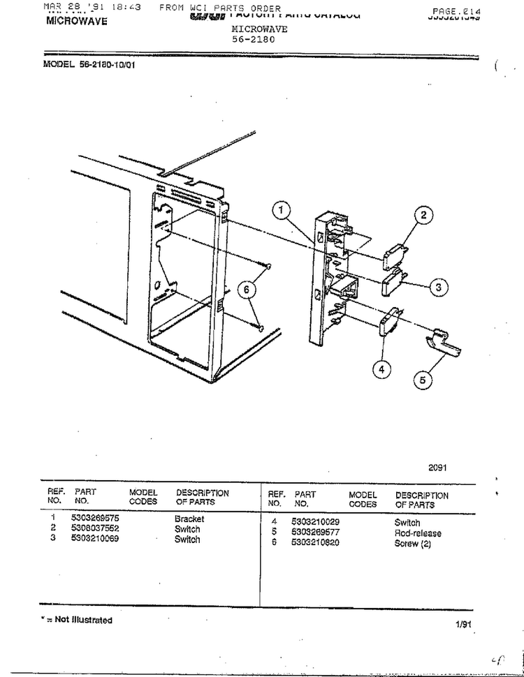 Microwave Diagram and Parts List for 56-2180  Frigidaire Microwave