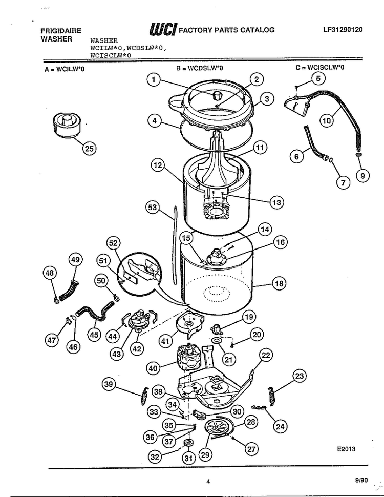 Frigidaire Washer Page 3 Diagram and Parts List for WCDSLW*O  Frigidaire Washer