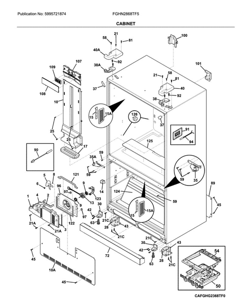 Cabinet Diagram and Parts List for FGHN2868TF5  Frigidaire Refrigerator