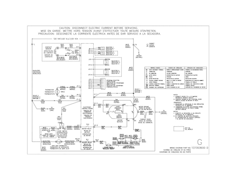 Wiring Diagram Dryer Diagram and Parts List for FFLG4033QT1  Frigidaire Washer Dryer Combo