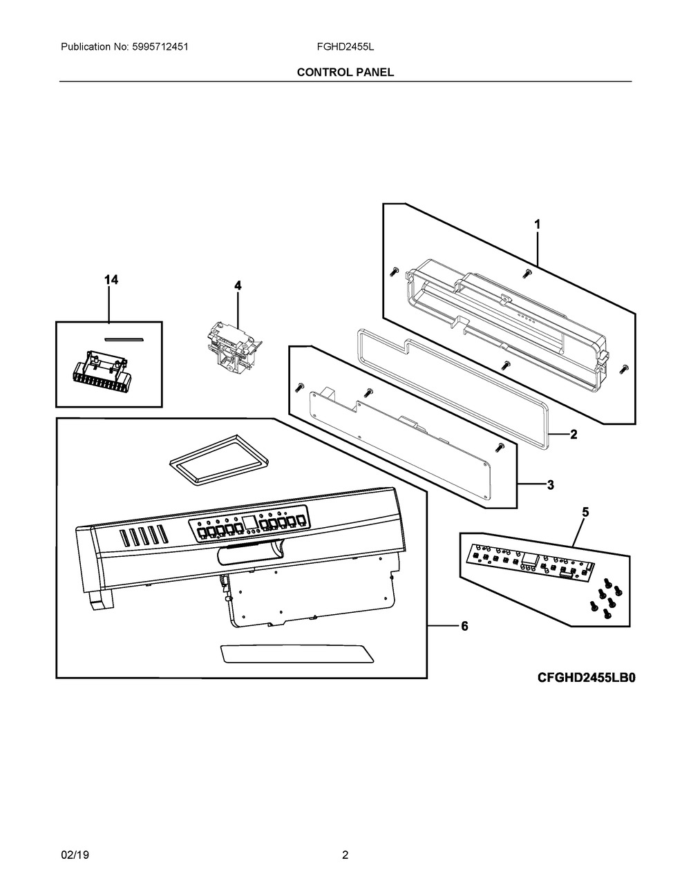 Control Panel Diagram and Parts List for FGHD2455LB1A  Frigidaire Refrigerator