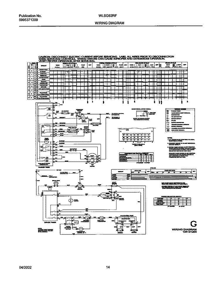 134131200 WIRING DIAGRAM Diagram and Parts List for WLSG62RFW2  Westinghouse Washer Dryer Combo