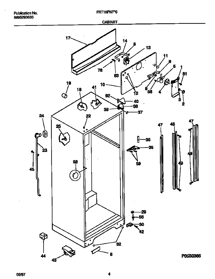 CABINET Diagram and Parts List for FRT18PNFD0  Frigidaire Refrigerator