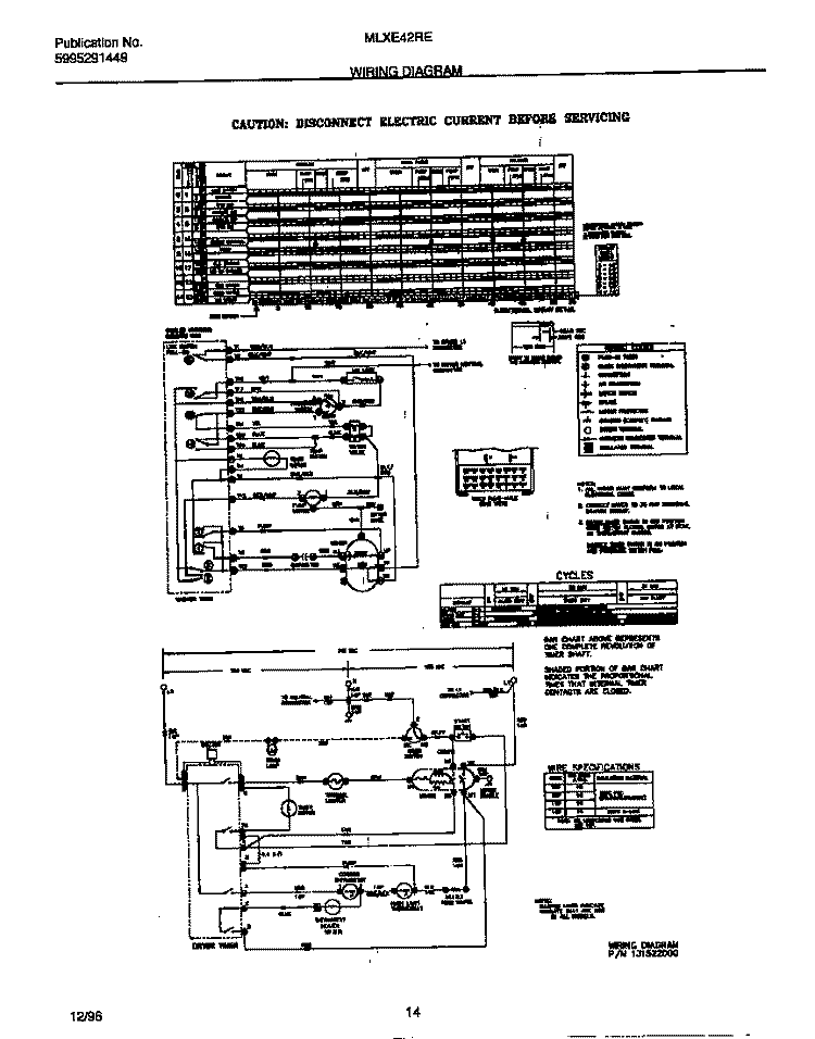 WIRING DIAGRAM Diagram and Parts List for MLXE42REW2  Frigidaire Washer Dryer Combo