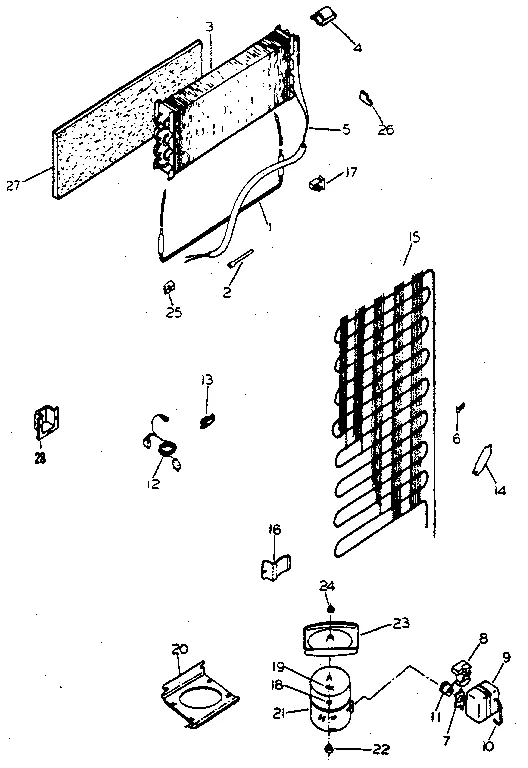 Unit Diagram and Parts List for 2538679210  Kenmore Refrigerator