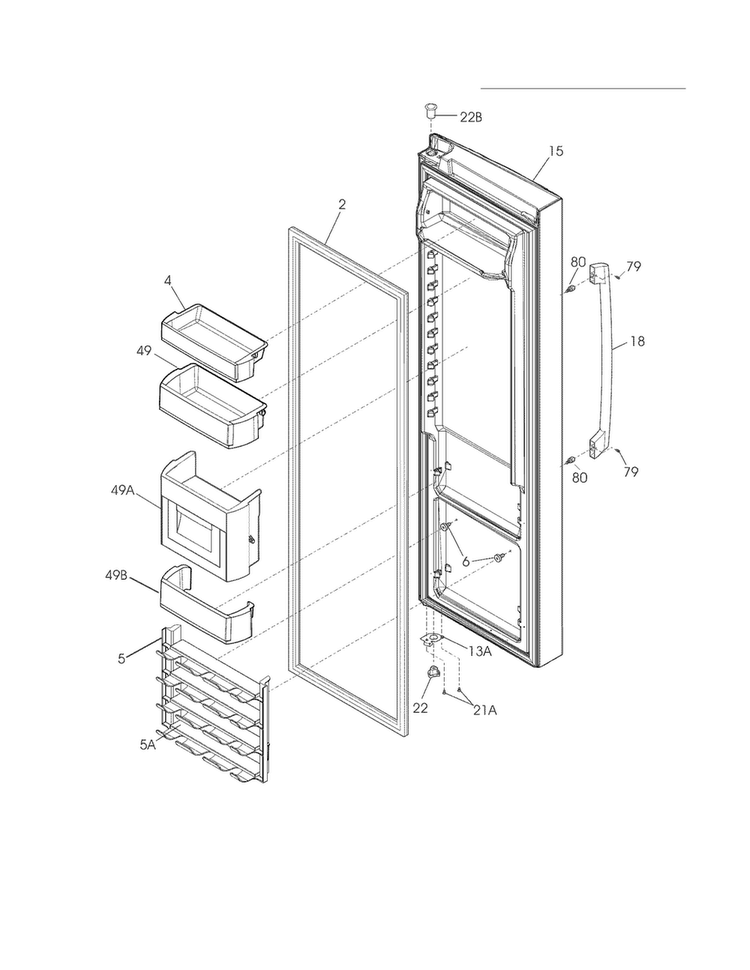 Refrigerator Door Diagram and Parts List for EW26SS85KS1  Electrolux Refrigerator