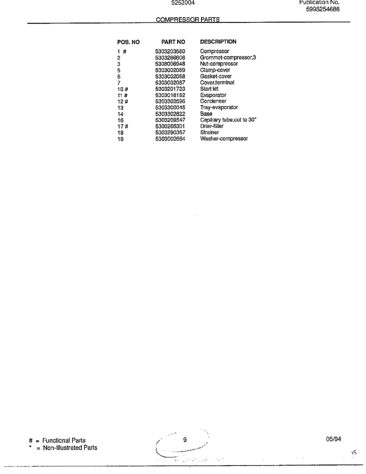 Compressor Parts Page 2 Diagram and Parts List for 5263004B  Frigidaire Air Conditioner
