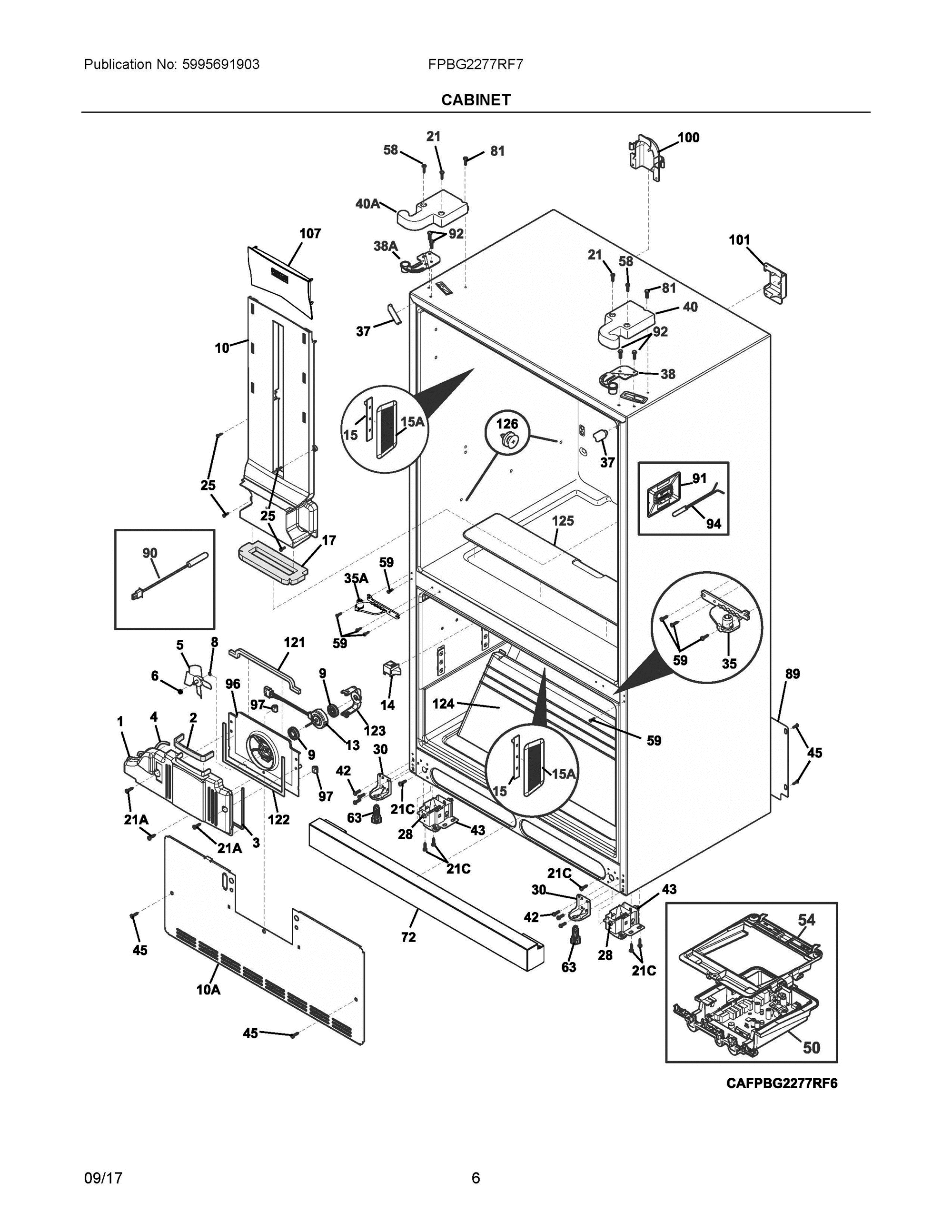 04 - CABINET Diagram and Parts List for FPBG2277RF7  Frigidaire Refrigerator