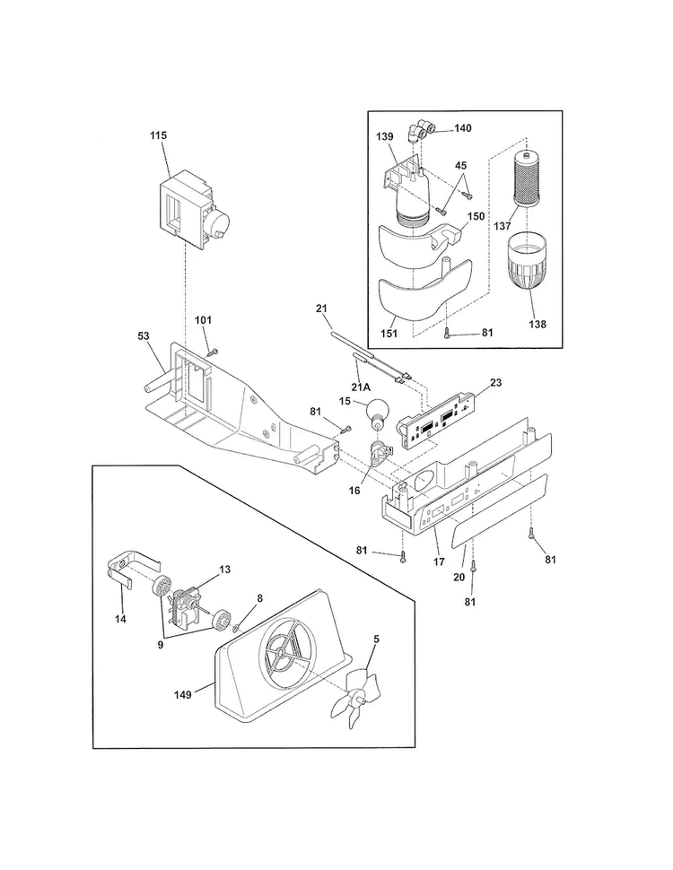 Controls Diagram and Parts List for FRS3HR5HM5  Frigidaire Refrigerator