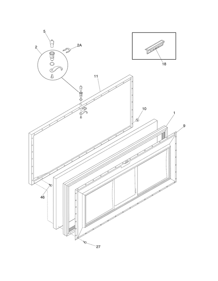 Door Diagram and Parts List for FFCH15M1NW3  Frigidaire Freezer