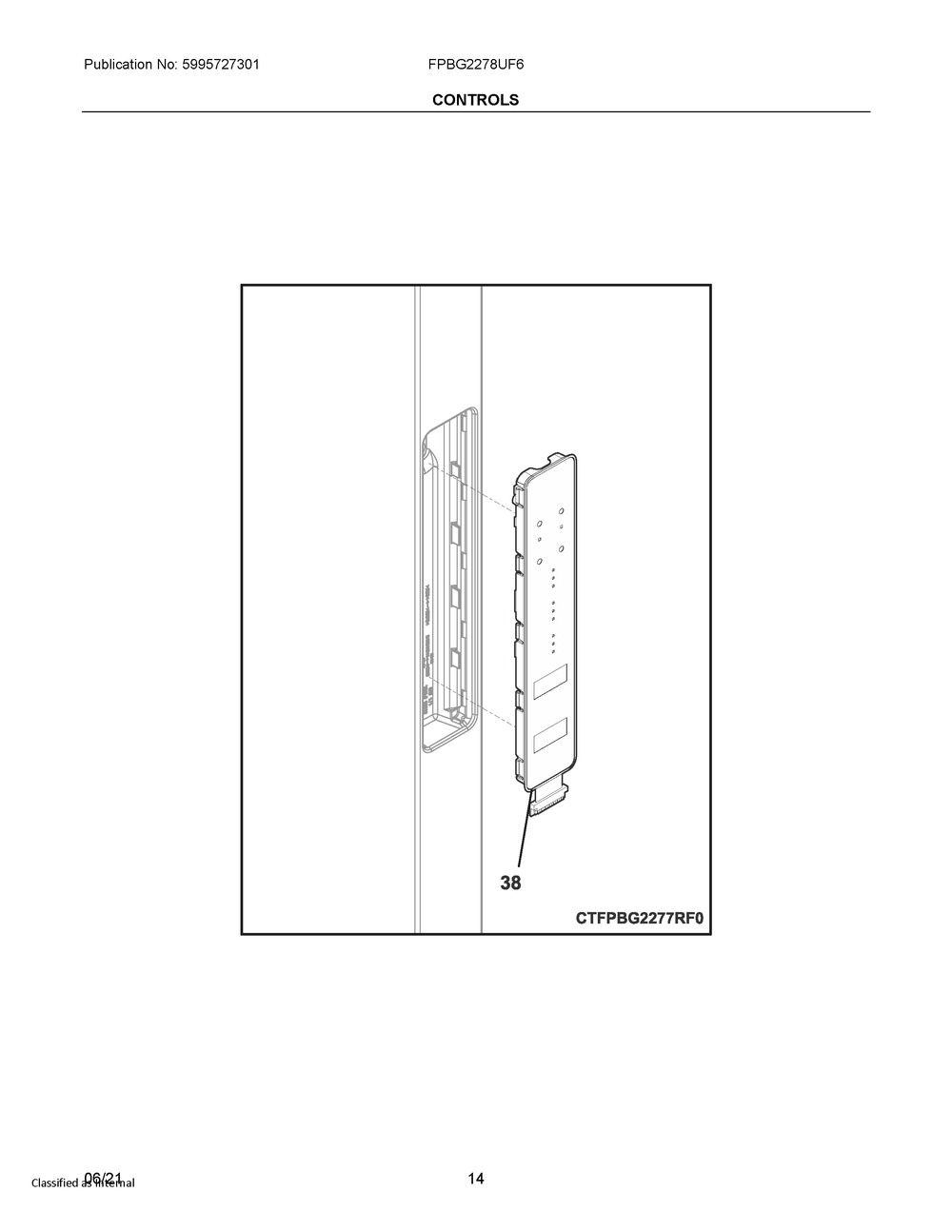 Controls Diagram and Parts List for FPBG2278UF6  Frigidaire Refrigerator