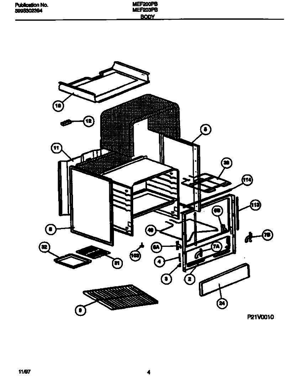 Frigidaire Mef200pbdb 2 Diagram and Parts List for MEF200PBDB V1 Frigidaire Range