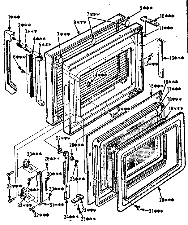 Door Parts Diagram and Parts List for 5648668410  Kenmore Microwave