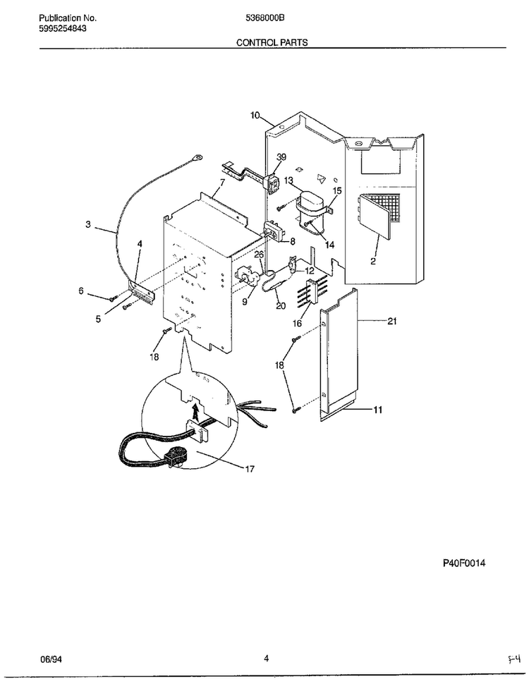 Control Parts Diagram and Parts List for 5368000B  Frigidaire Air Conditioner