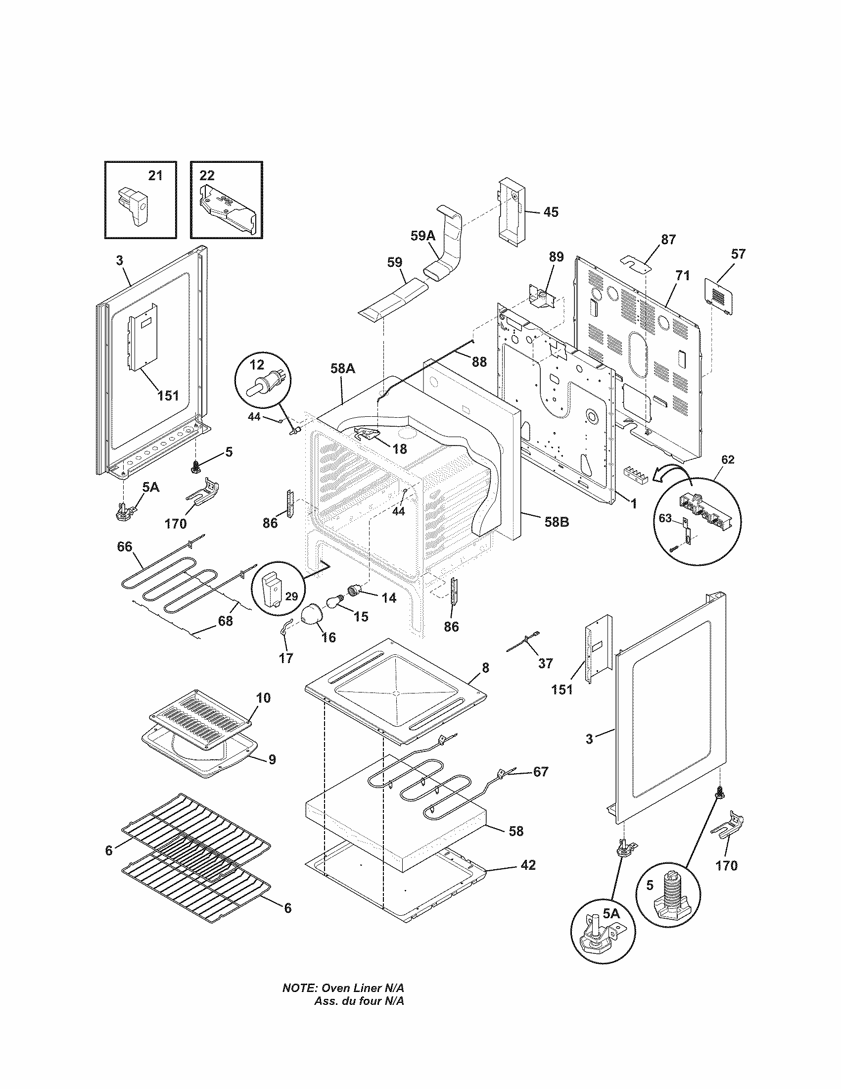 Body Diagram and Parts List for 79092204018  Kenmore Range