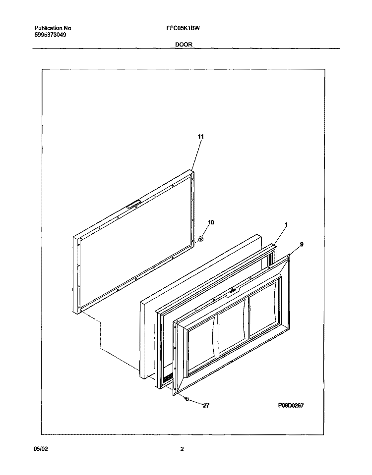 DOOR Diagram and Parts List for FFC05K1BW0  Frigidaire Freezer