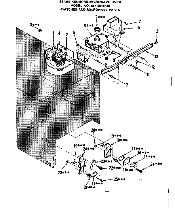 Switches And Microwave Parts Diagram and Parts List for 5648548310  Kenmore Microwave