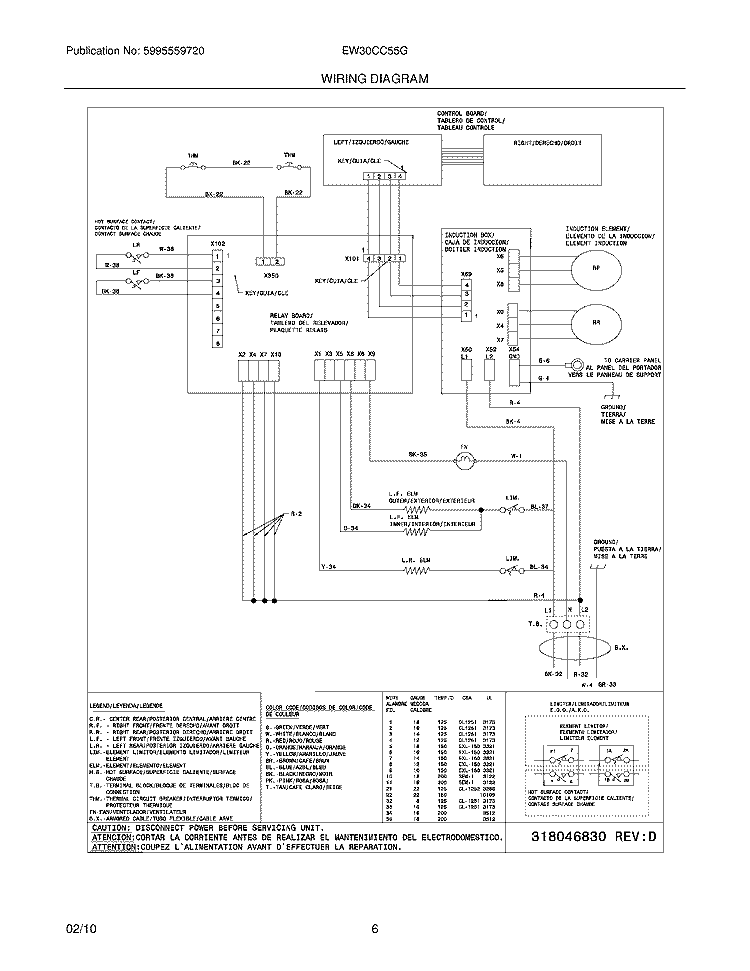 WIRING DIAGRAM Diagram and Parts List for EW30CC55GS3  Electrolux Cooktop