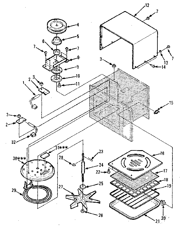 Cavity Parts-b Diagram and Parts List for 5648688410  Kenmore Microwave