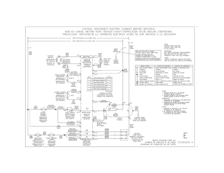 Wiring Diagram Diagram and Parts List for EIMED55IMB2  Electrolux Dryer